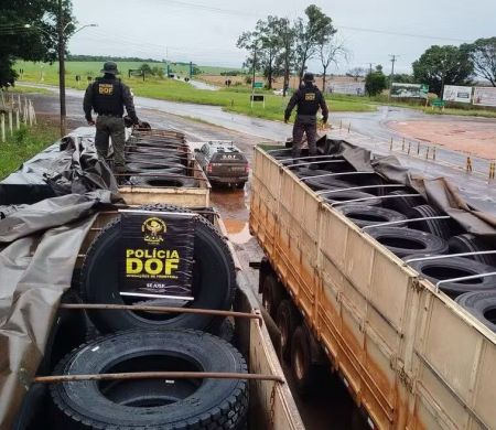 Carga milionária de pneus contrabandeados é apreendida&nbsp;