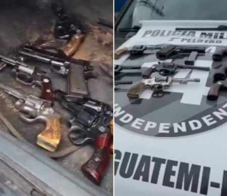 Arsenal com fuzil e outras dez armas é descoberto em esconderijo de carro