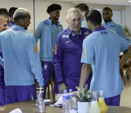 Sob Ancelotti, Seleção Brasileira está completa na Granja Comary
