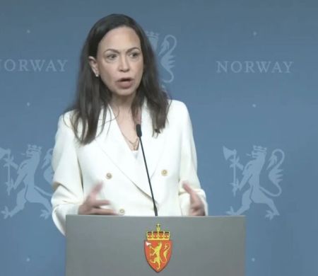 Durante discurso em Oslo, Corina disse que a 